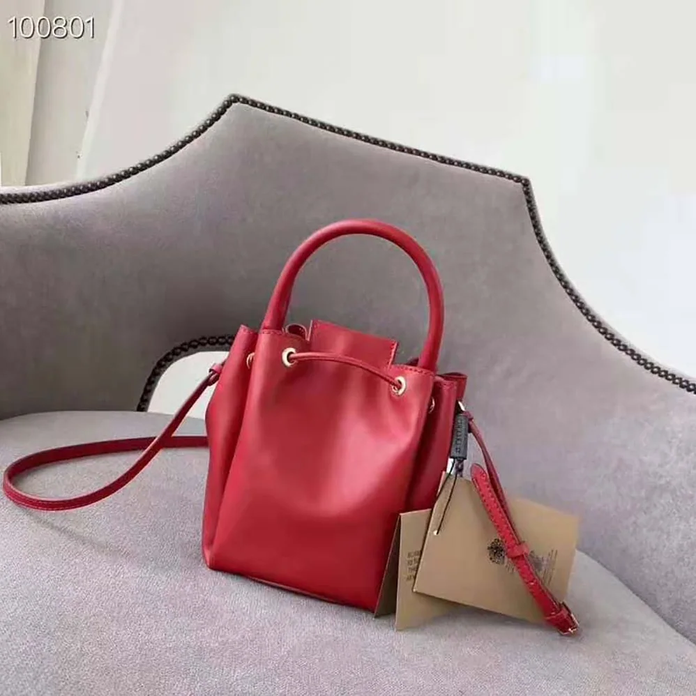 Burberry Monogram Motif Leather Bucket Bag for Women in Red