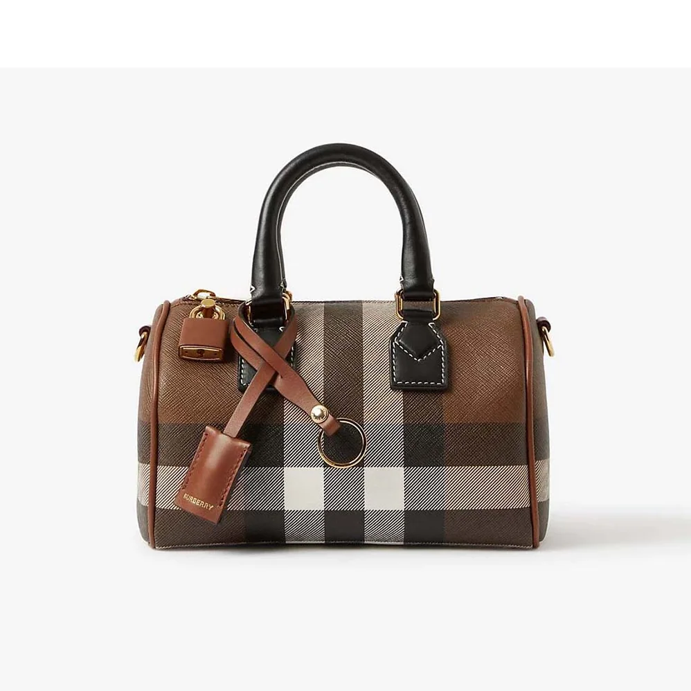 Burberry Mini Check Bowling Bag for Women in Black