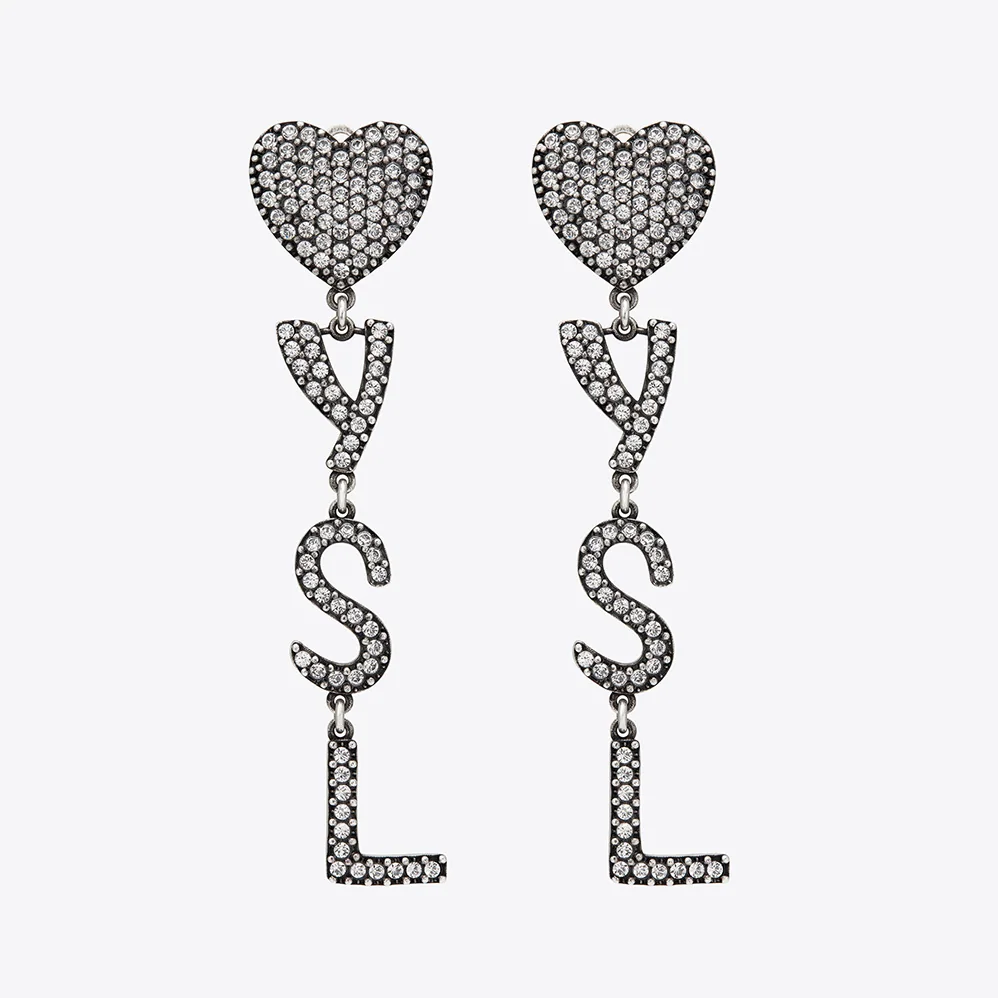 Saint Laurent YSL Opyum YSL Heart Earrings in Metal and Crystal for Women Saint Laurent YSL Opyum YSL Heart Earrings in Metal and Crystal for Women