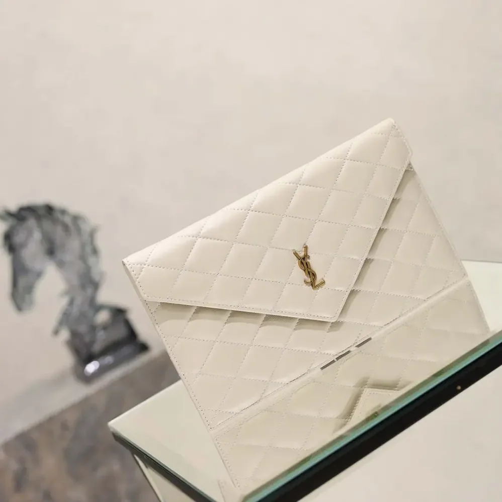 Saint Laurent YSL Paris Pouch In Lambskin White for Women Saint Laurent YSL Paris Pouch In Lambskin White for Women