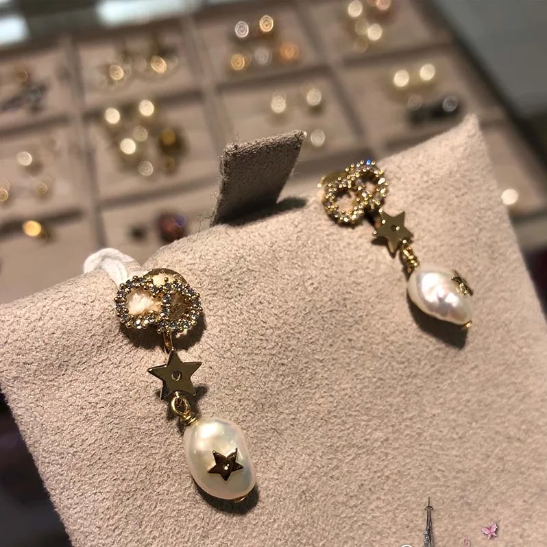 Dior Shiny-D Earrings for Women in White