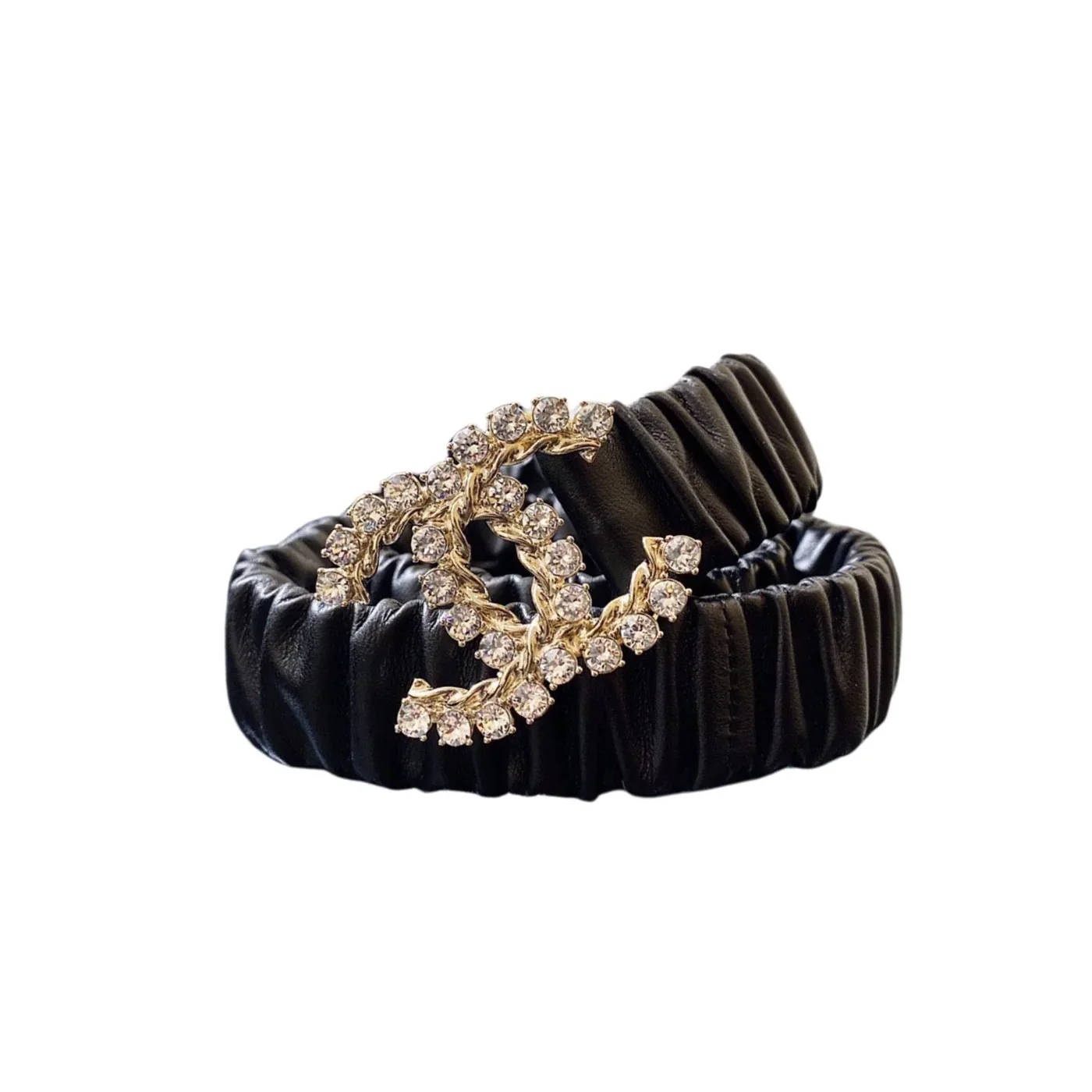 Chanel Twinkle Stone Interlocking C Buckle Belt Black Chanel Twinkle Stone Interlocking C Buckle Belt Black