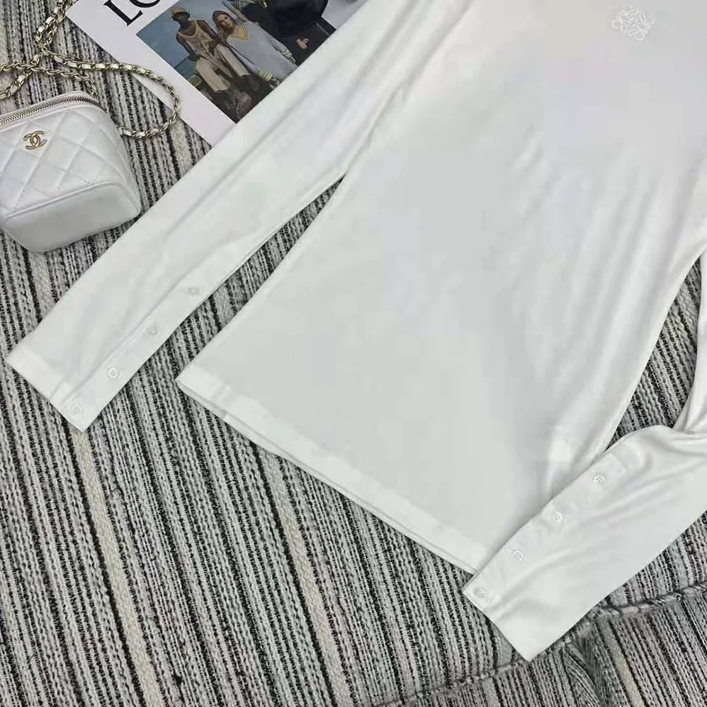 Loewe Long Sleeve Top in Modal for Women in White Loewe Long Sleeve Top in Modal for Women in White