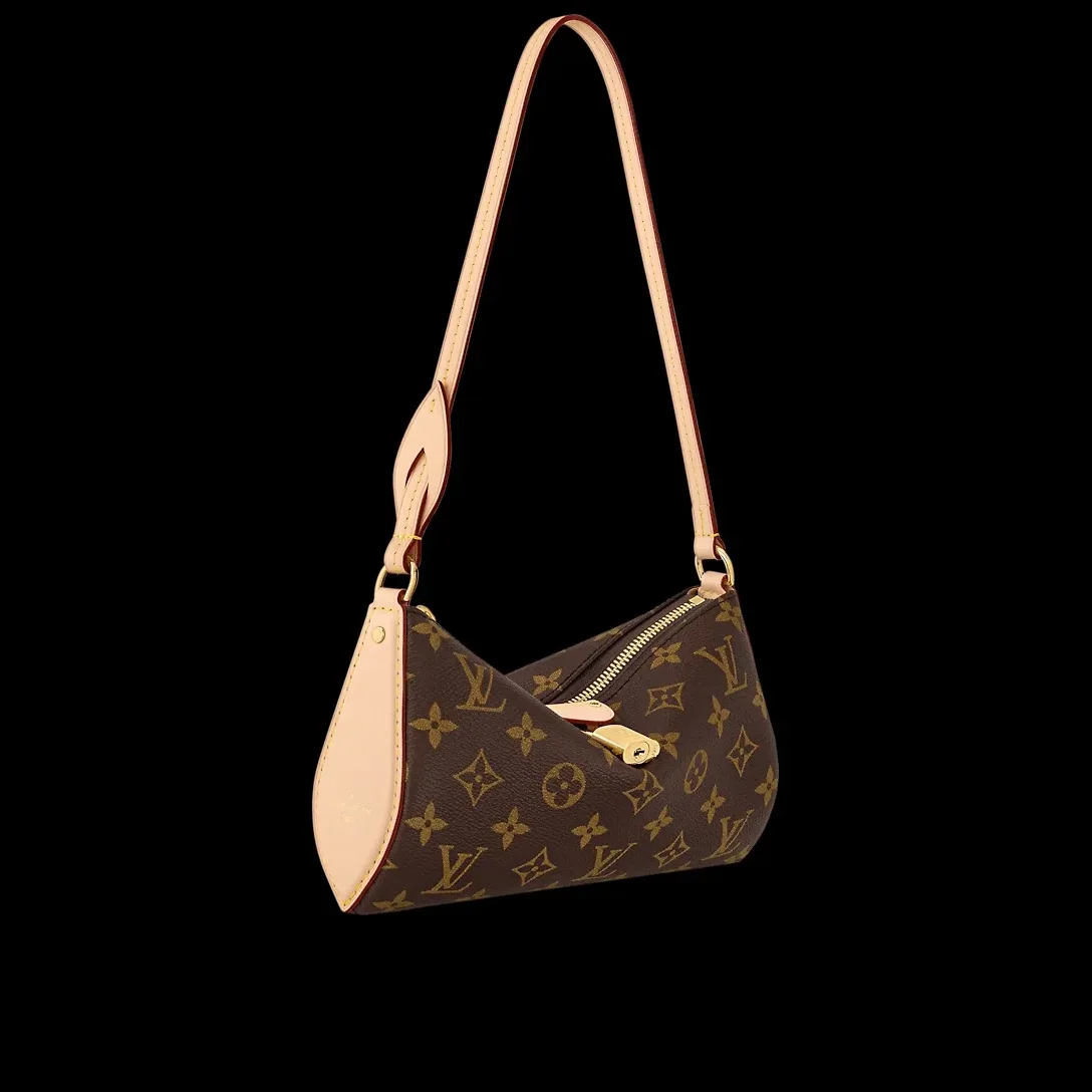 Louis Vuitton Pochette Tirette Shoulder Bag in Brown Monogram Gold Hardware