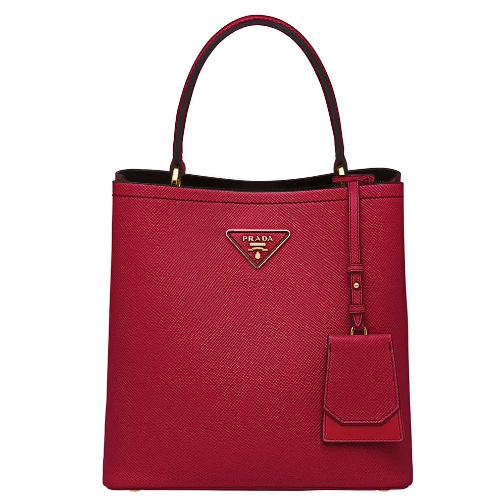 Prada Panier Medium Bag in Saffiano Leather for Women in Red Prada Panier Medium Bag in Saffiano Leather for Women in Red