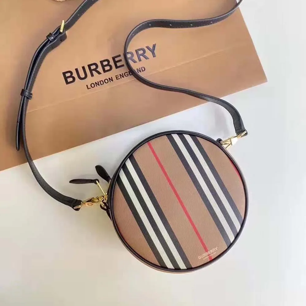 Burberry Icon Stripe E-canvas Louise Bag for Women in Brown