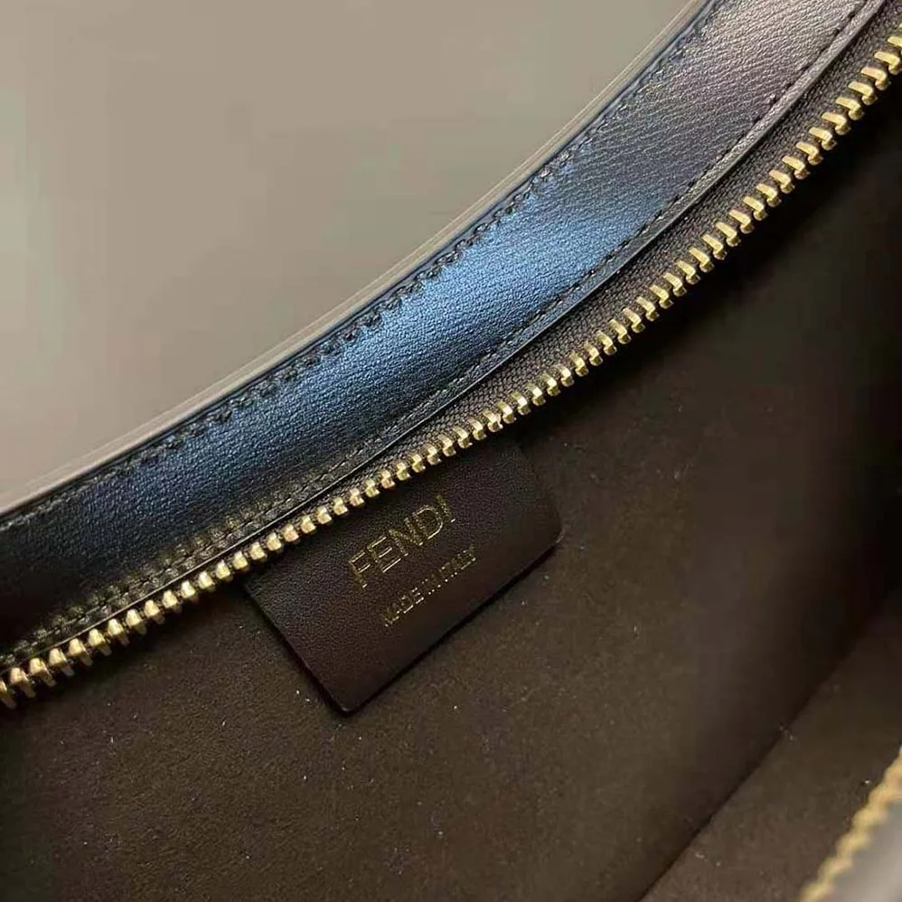 Fendi O'Lock Swing Black Leather Pouch for Women