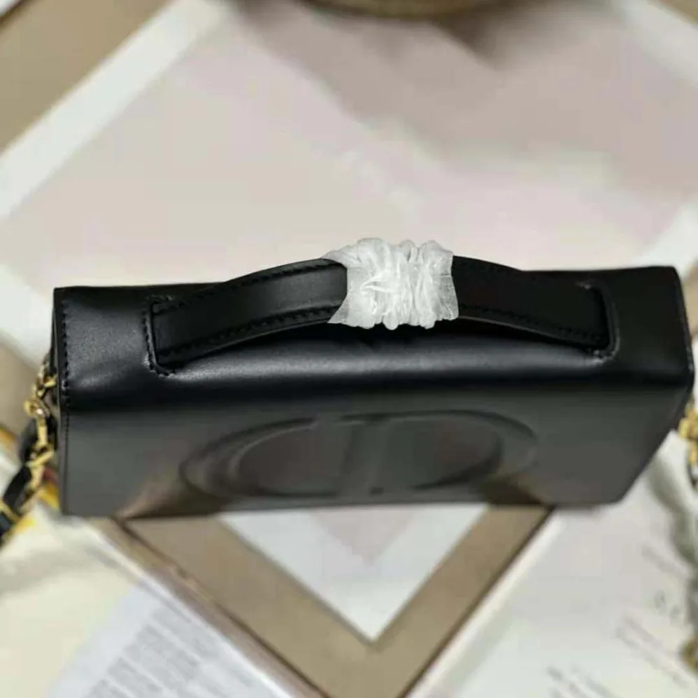 Dior CD Signature Mini Bag Black Calfskin with Embossed CD Signature for Women
