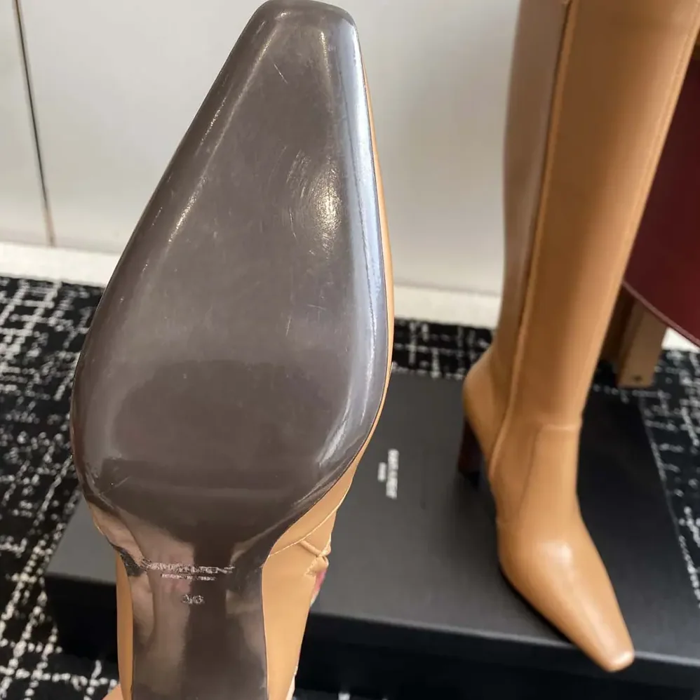Saint Laurent YSL Francoise Boots In Smooth Leather for Women in Brown