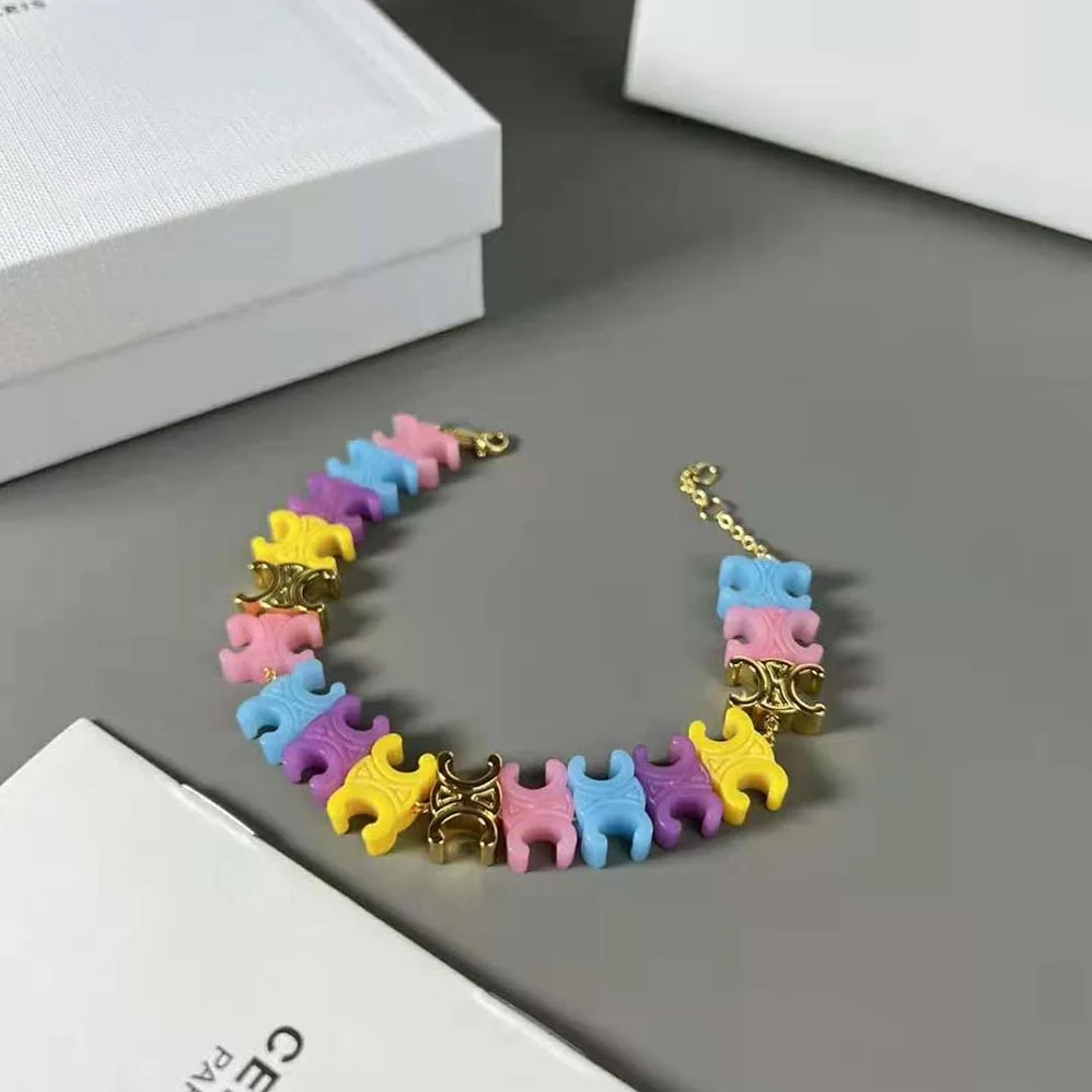 Celine Baby Bracelet in Brass with Gold Finish and Plexiglass for Women