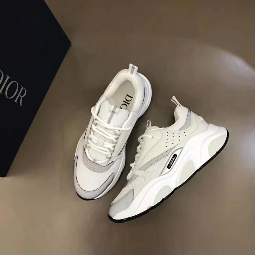 Dior B22 Sneaker White Technical Mesh with White and Silver for Men in Tone Calfskin