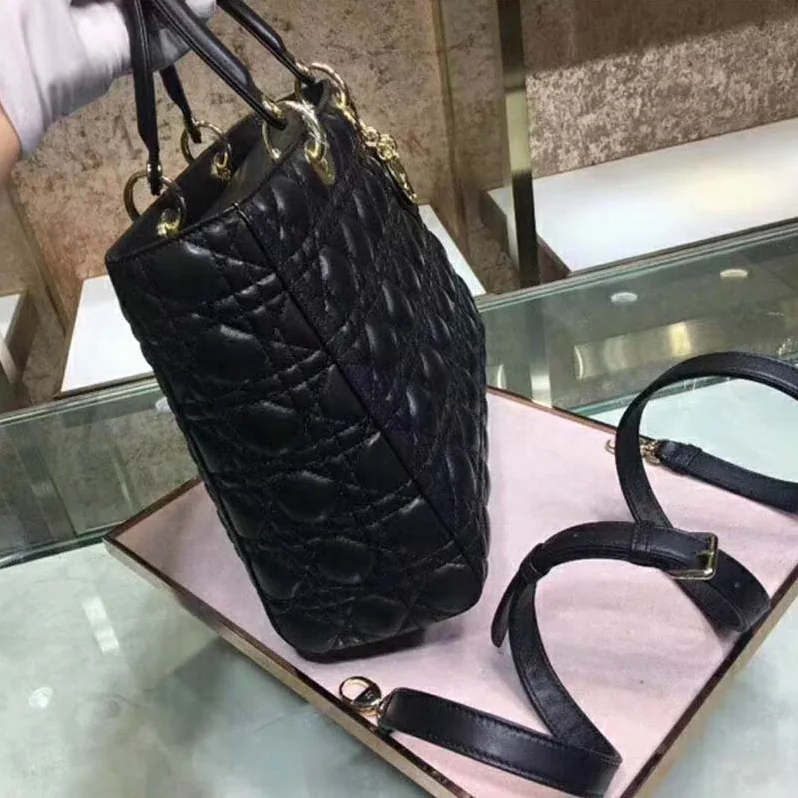 Dior Lady Dior Lambskin Tote Bag for Women in Black Dior Lady Dior Lambskin Tote Bag for Women in Black