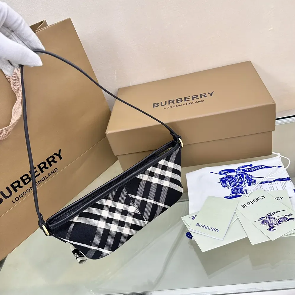 Burberry Check Mini Bag for Women in Black Burberry Check Mini Bag for Women in Black