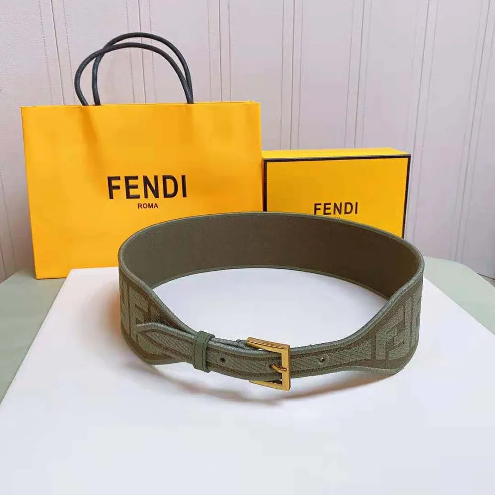 Fendi Canvas High Waist Belt 6 cm for Women in Green Fendi Canvas High Waist Belt 6 cm for Women in Green