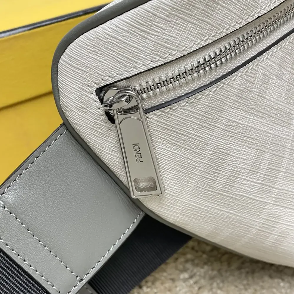 Fendi Diagonal Belt Bag Leather for Men in White
