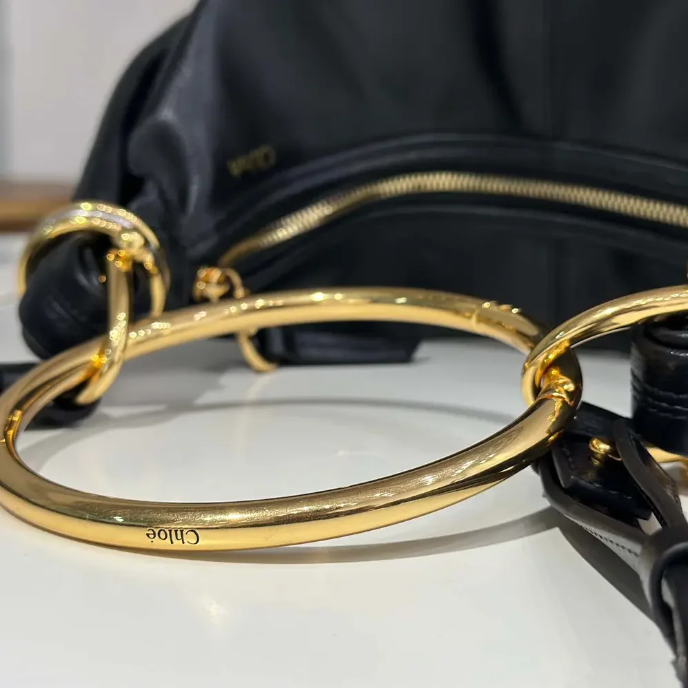 Chloe Small Bracelet Hobo Bag in Grained Leather for Women in Black Chloe Small Bracelet Hobo Bag in Grained Leather for Women in Black