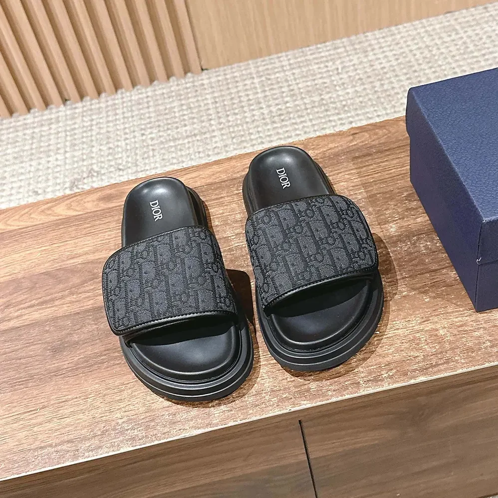Dior Aqua Sandal Black Dior Oblique Jacquard for Unisex