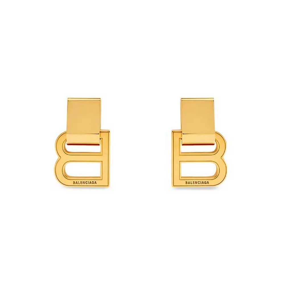 Balenciaga Hourglass Earrings in Gold Brass for Women