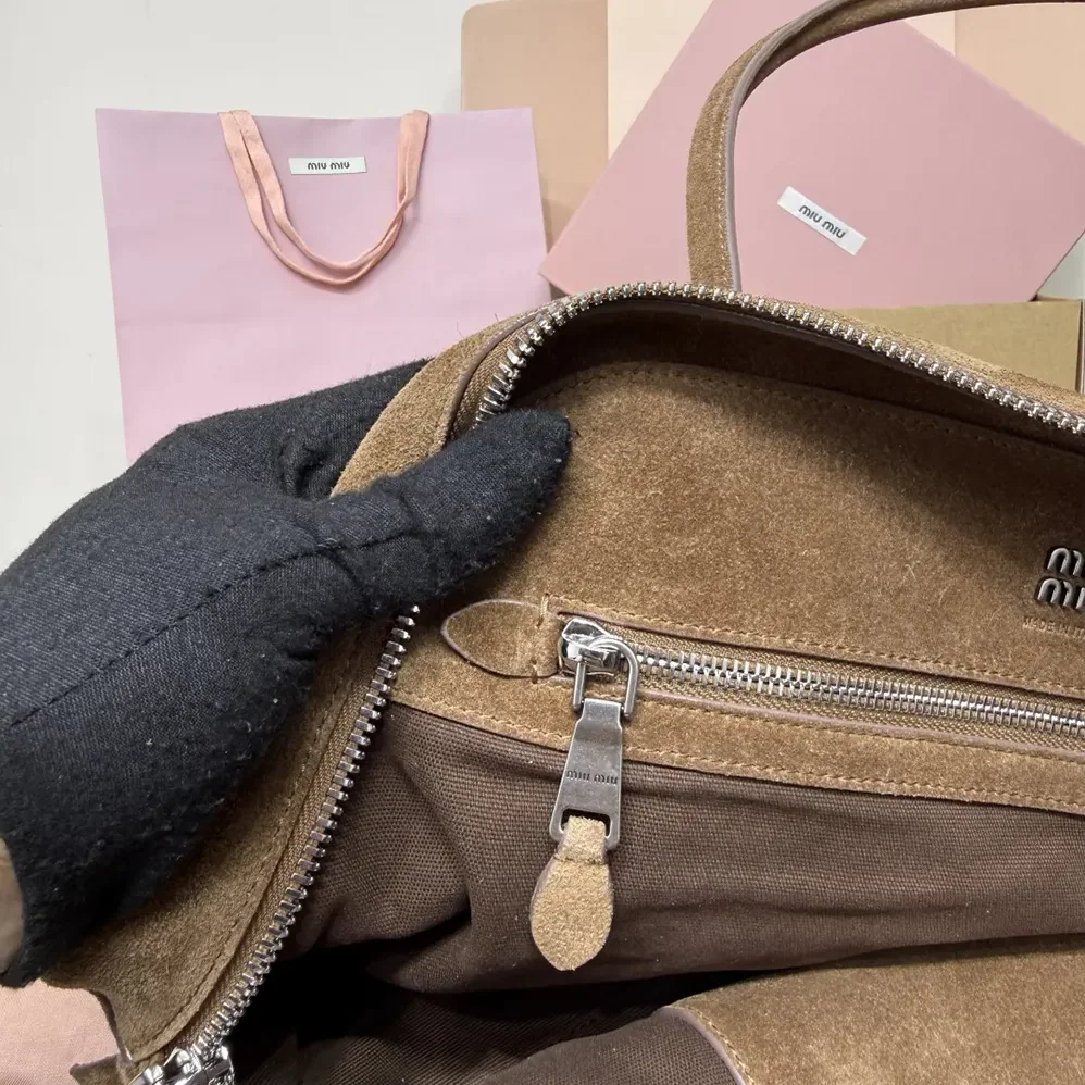 Miu Miu Vivant Suede Bag for Women in Cocoa Brown Miu Miu Vivant Suede Bag for Women in Cocoa Brown