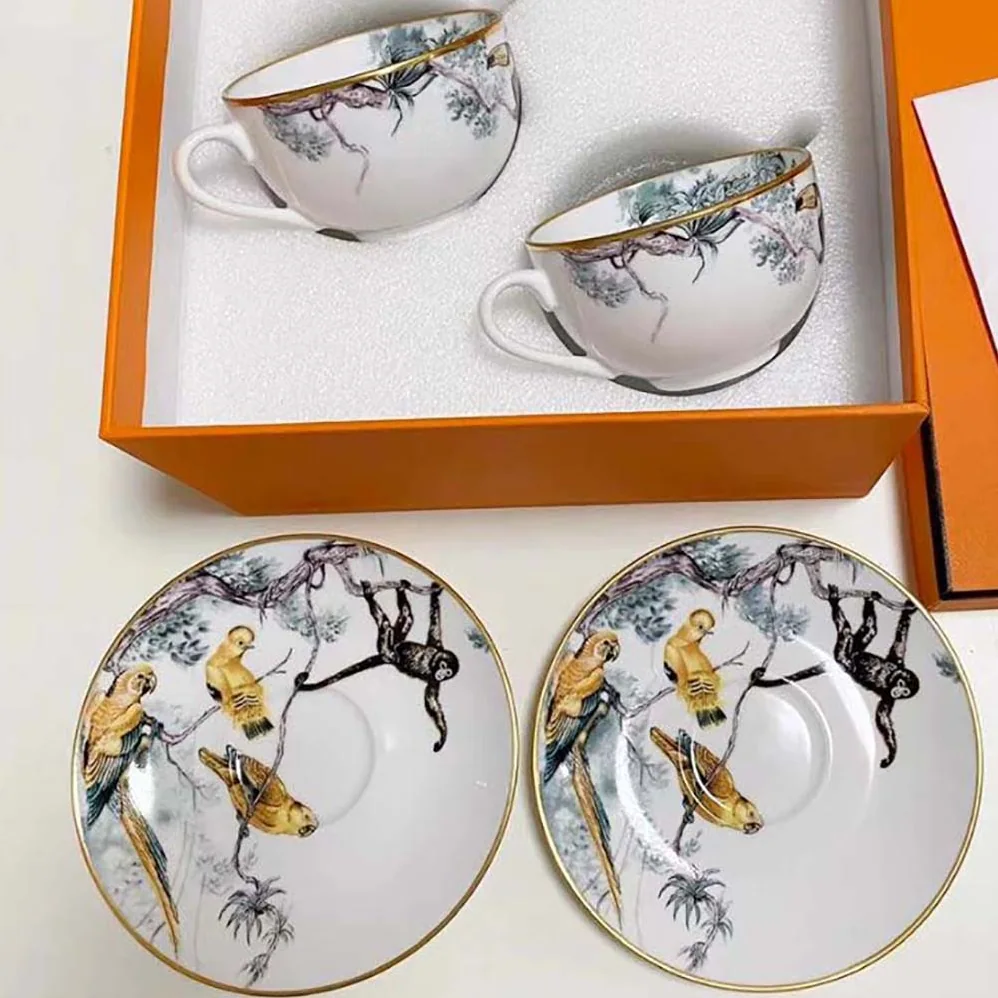 Hermes Carnets D'Equateur Tea Cup and Saucer for Unisex