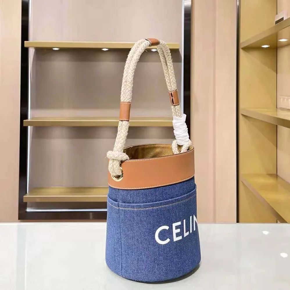 Celine Bucket Celine in Denim with Celine Print and Calfskin for Women