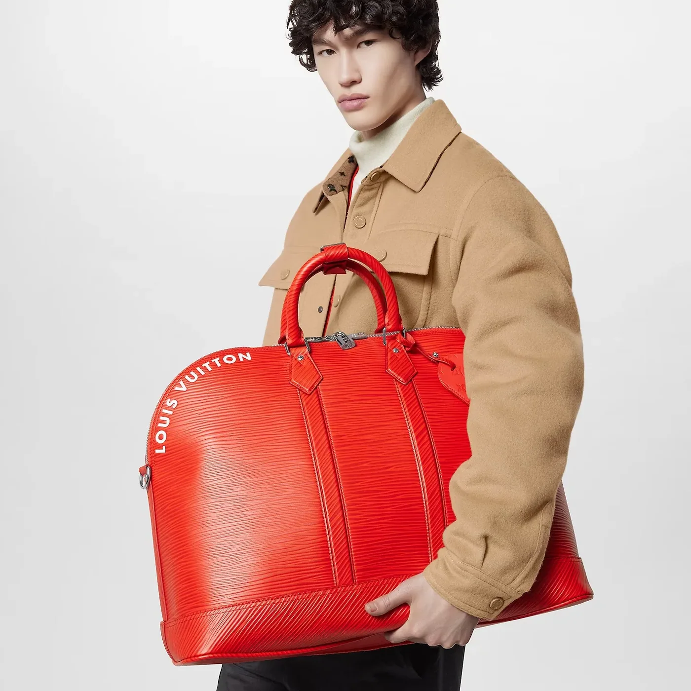 Louis Vuitton Alma Travel GM Top Handle Bag in Red Silver Hardware Louis Vuitton Alma Travel GM Top Handle Bag in Red Silver Hardware