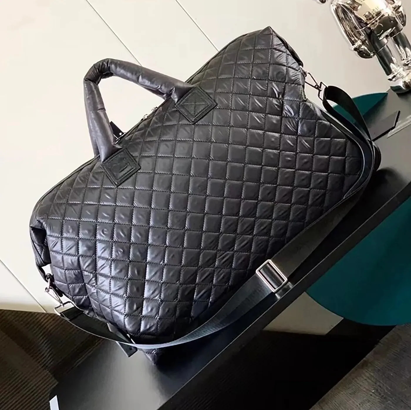 Chanel Quilted Rolling Duffle Bag Black / Chanel Quilted Rolling Duffle Bag Black /