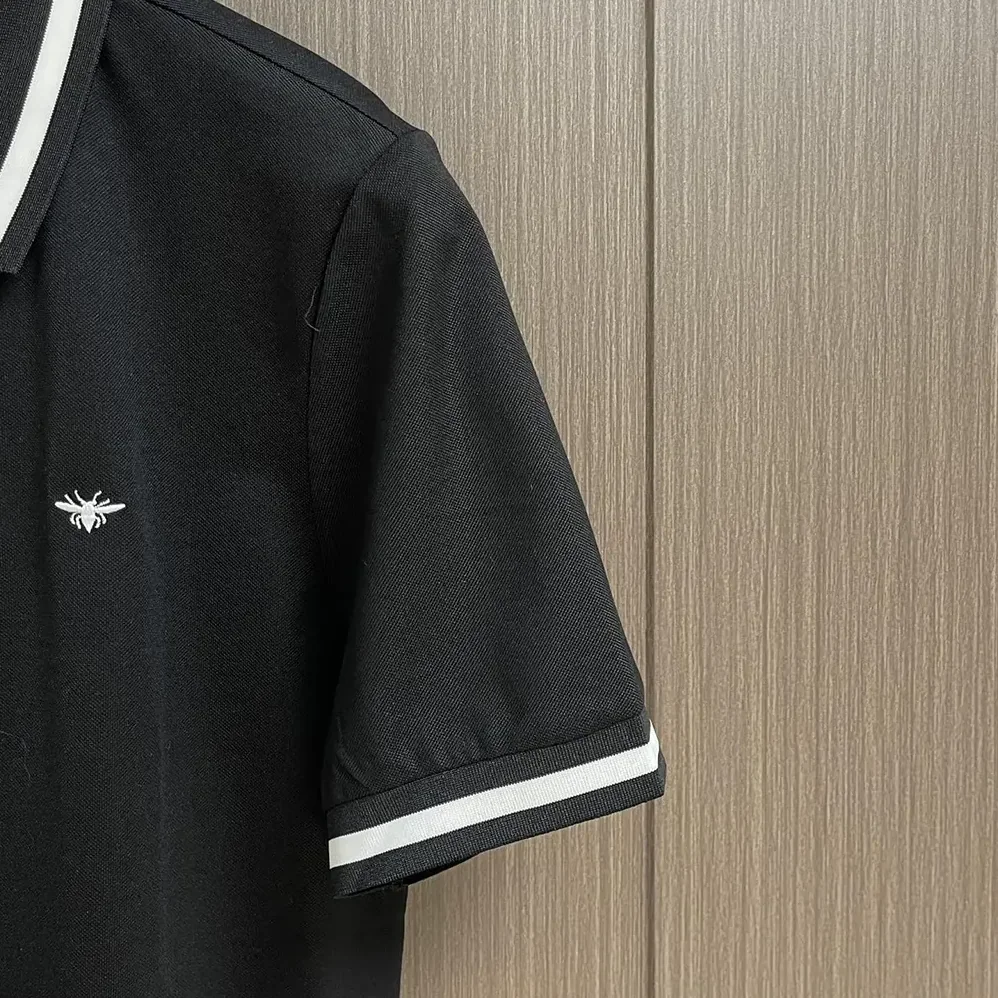 Dior Polo Shirt with Bee Embroidery Black Cotton Piqué for Men Dior Polo Shirt with Bee Embroidery Black Cotton Piqué for Men