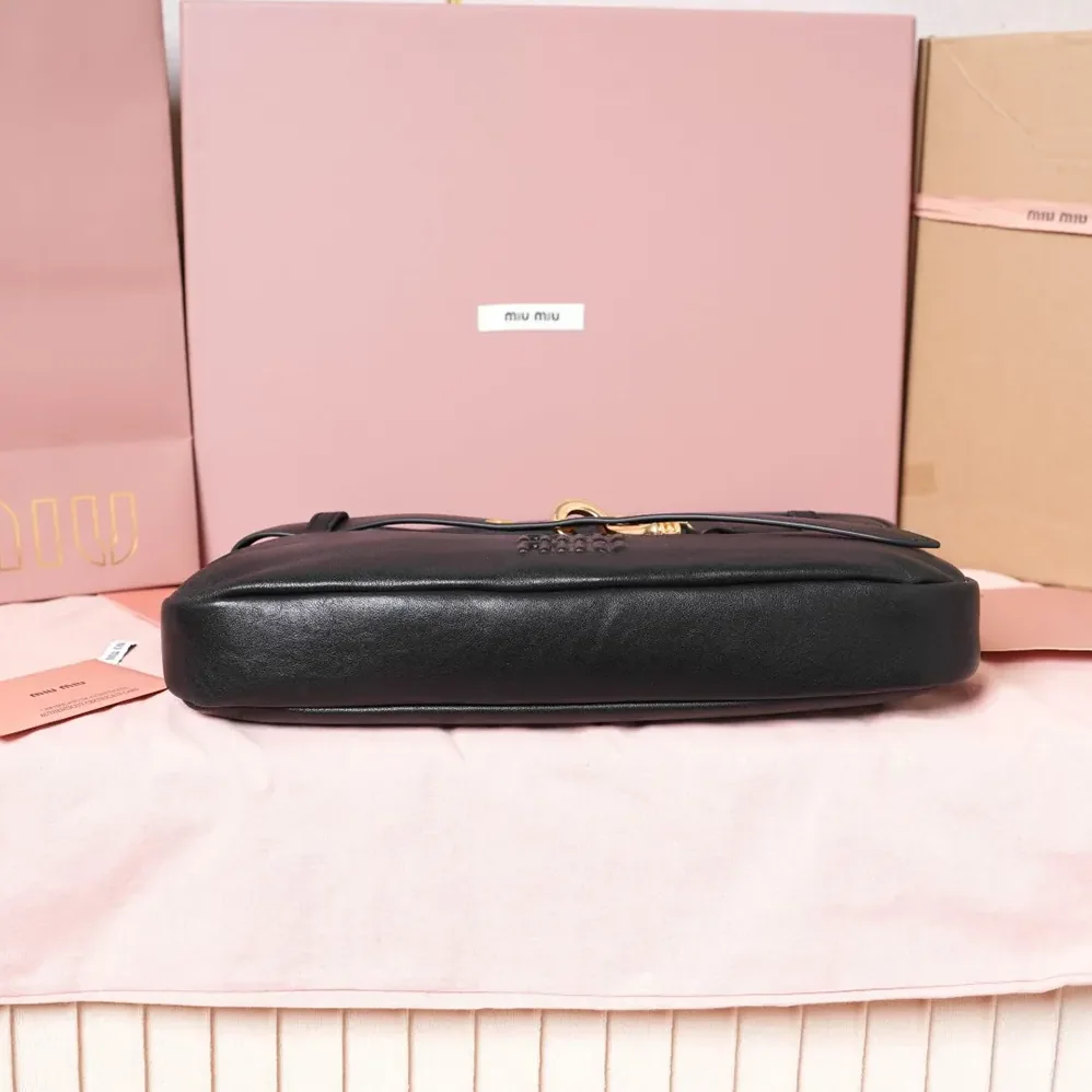 Miu Miu Aventure Nappa Leather Bag for Women in Black Miu Miu Aventure Nappa Leather Bag for Women in Black