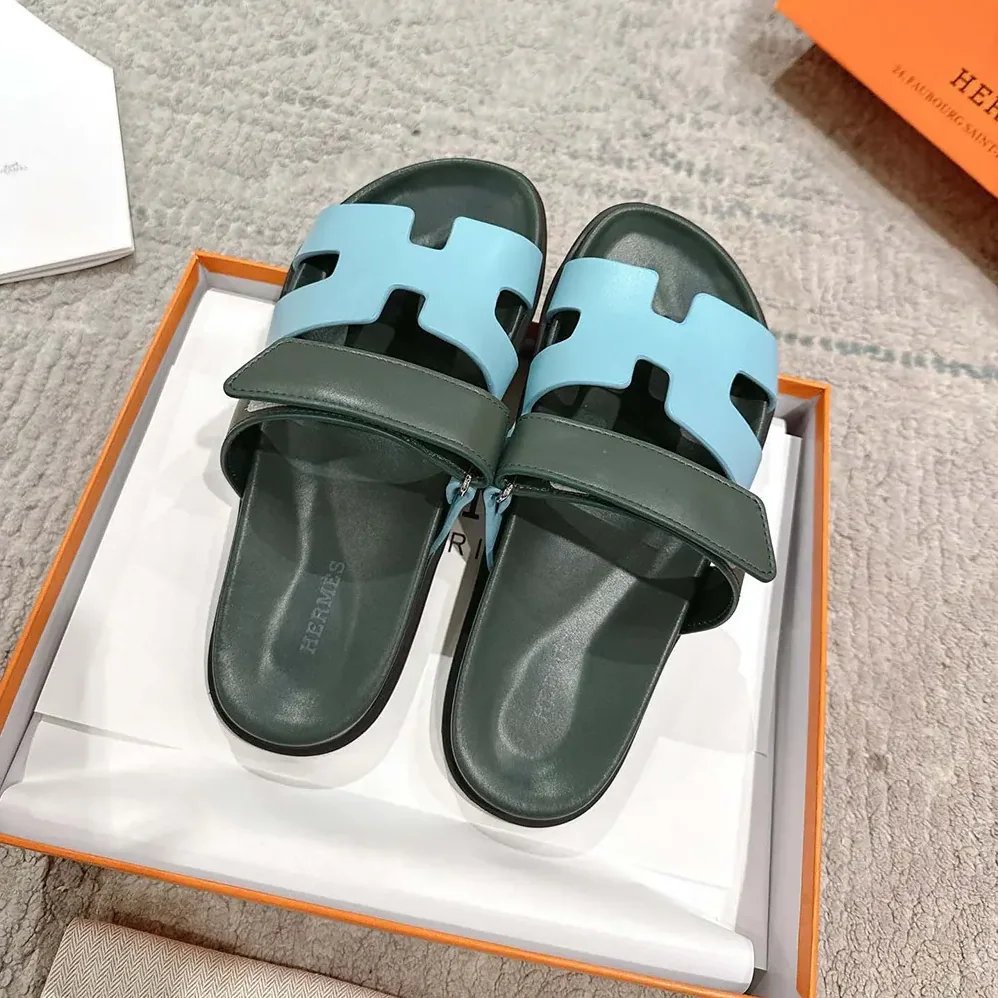 Hermes Chypre Sandal for Unisex in Green/Blue