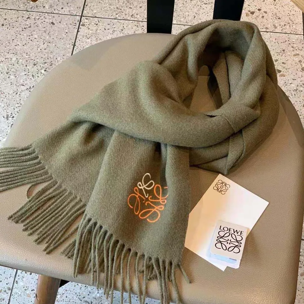 Loewe Anagram Scarf in Cashmere for Women in Dark Green Loewe Anagram Scarf in Cashmere for Women in Dark Green