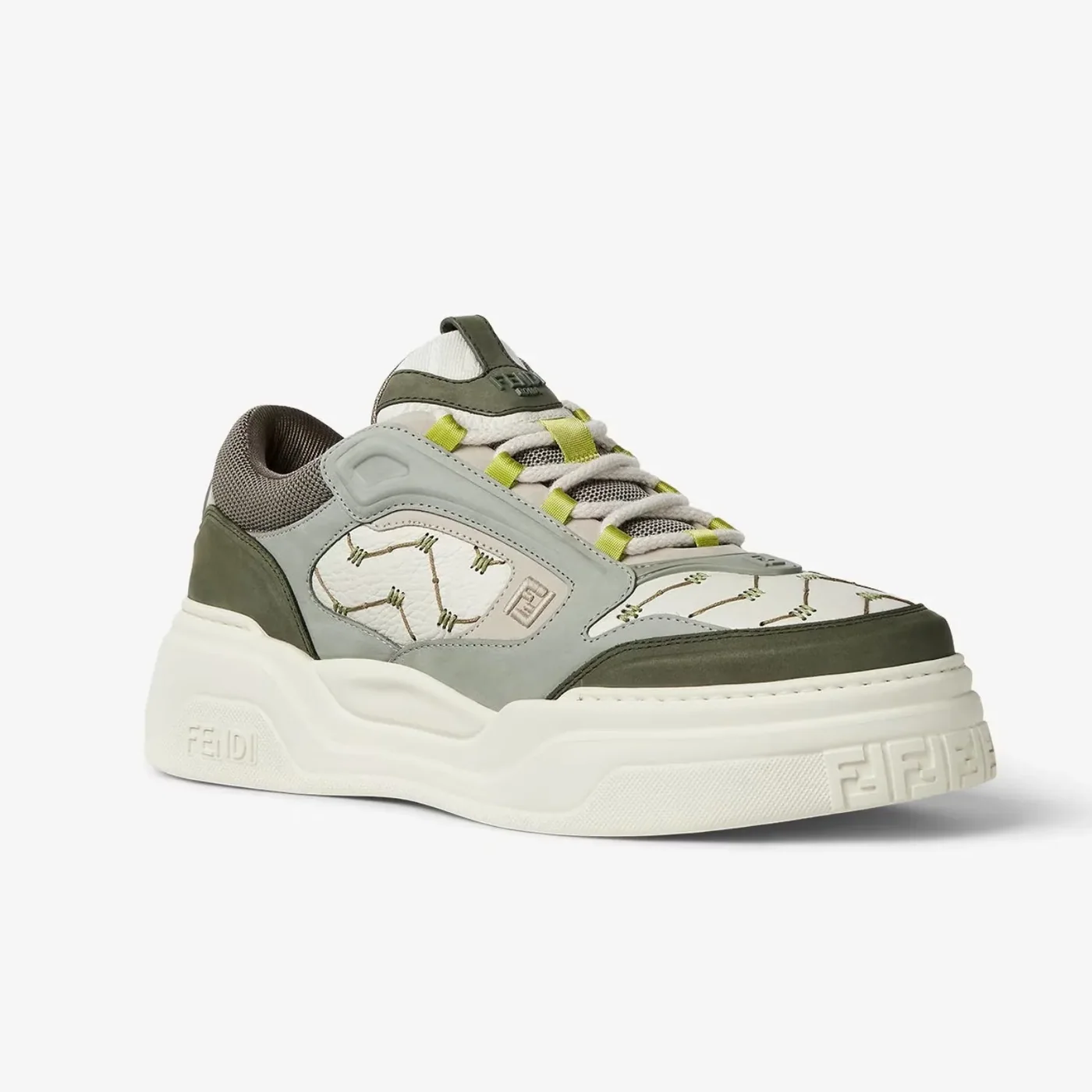 Fendi Force Sneakers White And Green 7E1728AU21F1RSW