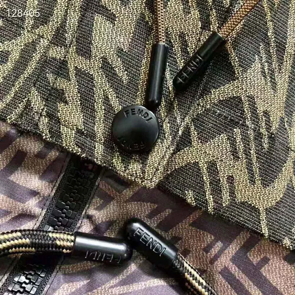 Fendi Brown Canvas Jacket with Drawstring Hood and Front Patch Pockets for Women Fendi Brown Canvas Jacket with Drawstring Hood and Front Patch Pockets for Women