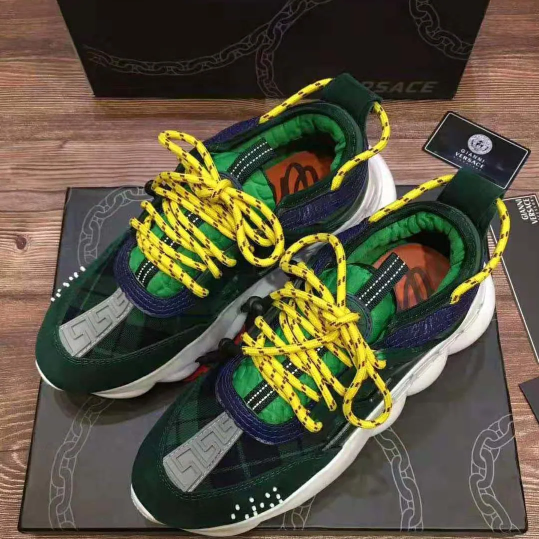 Versace Chain Reaction Sneakers for Men in Green Versace Chain Reaction Sneakers for Men in Green