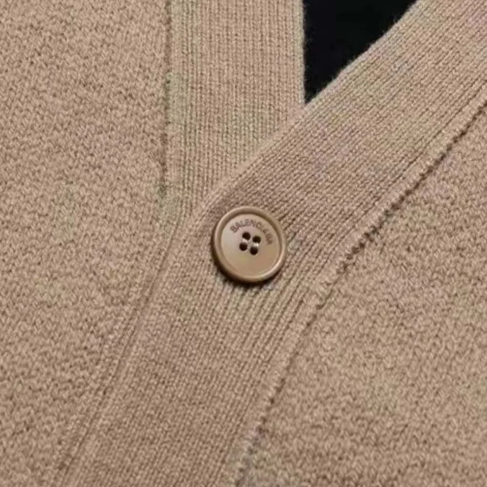 Balenciaga Mini Allover Logo Cardigan in Beige and Black Cotton Knit for Women Balenciaga Mini Allover Logo Cardigan in Beige and Black Cotton Knit for Women