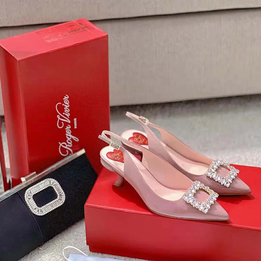 Roger Vivier Virgule Strass Buckle Slingback Pumps in Patent Leather for Women