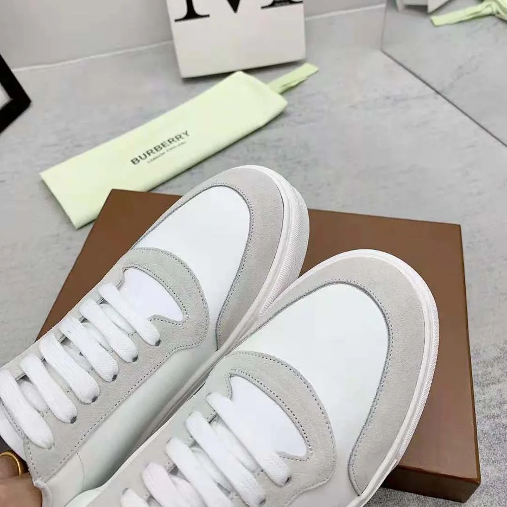 Burberry Leather Suede and Check Cotton Sneakers for Men Burberry Leather Suede and Check Cotton Sneakers for Men