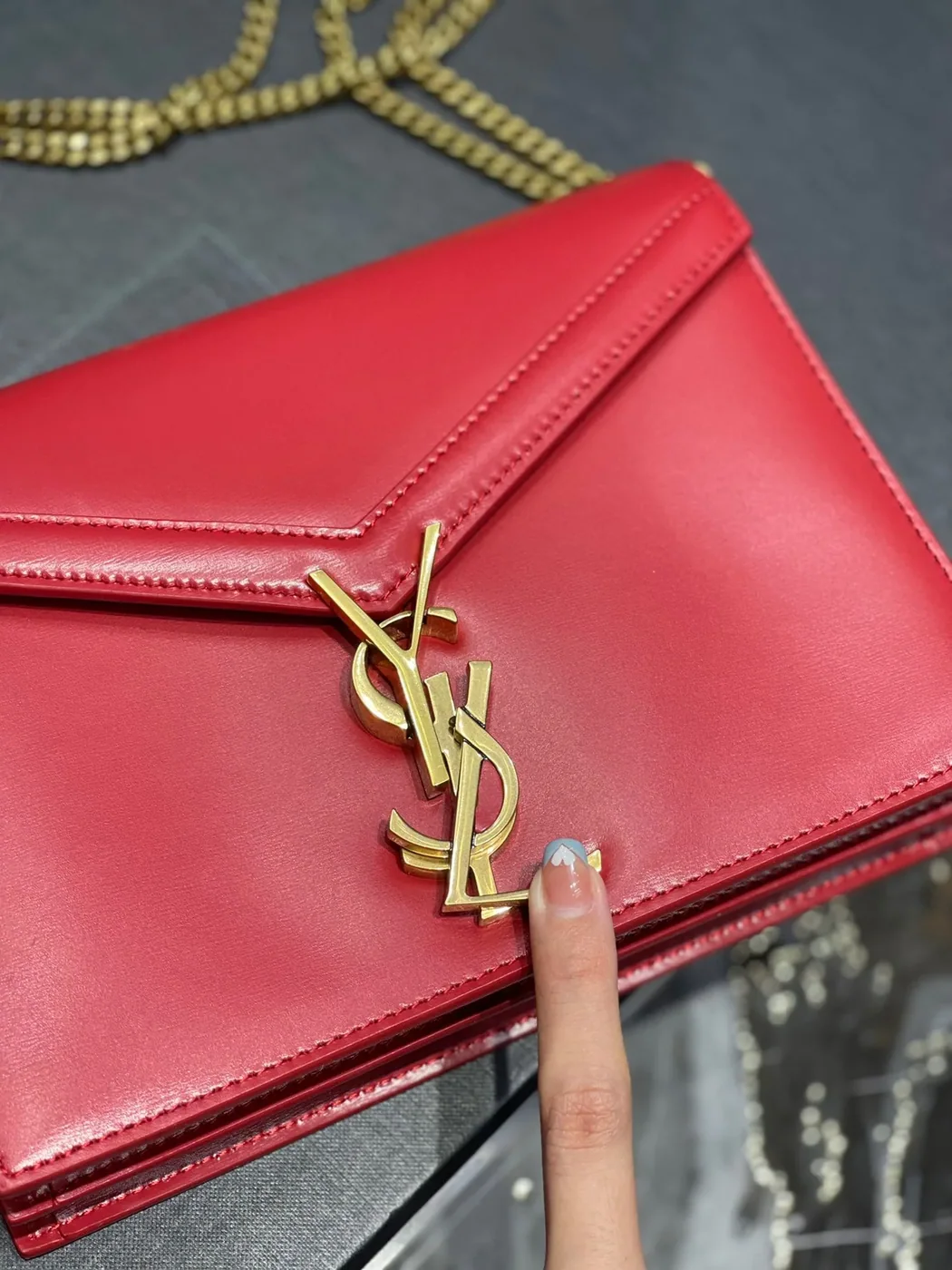 Saint Laurent Cassandra Medium Shoulder Bag in Red Gold Hardware Saint Laurent Cassandra Medium Shoulder Bag in Red Gold Hardware