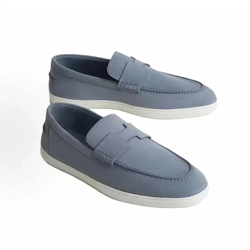 Hermes Job Loafer Blue Lambskin Insole and Lining for Men