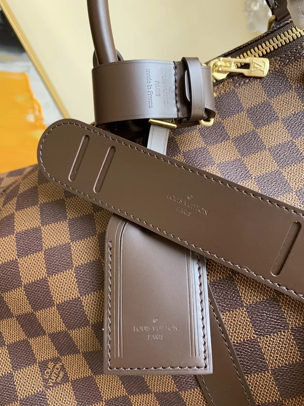 Louis Vuitton Keepall Bandouliere 55 Travel Bag / Brown Damier Ebene Gold Hardware