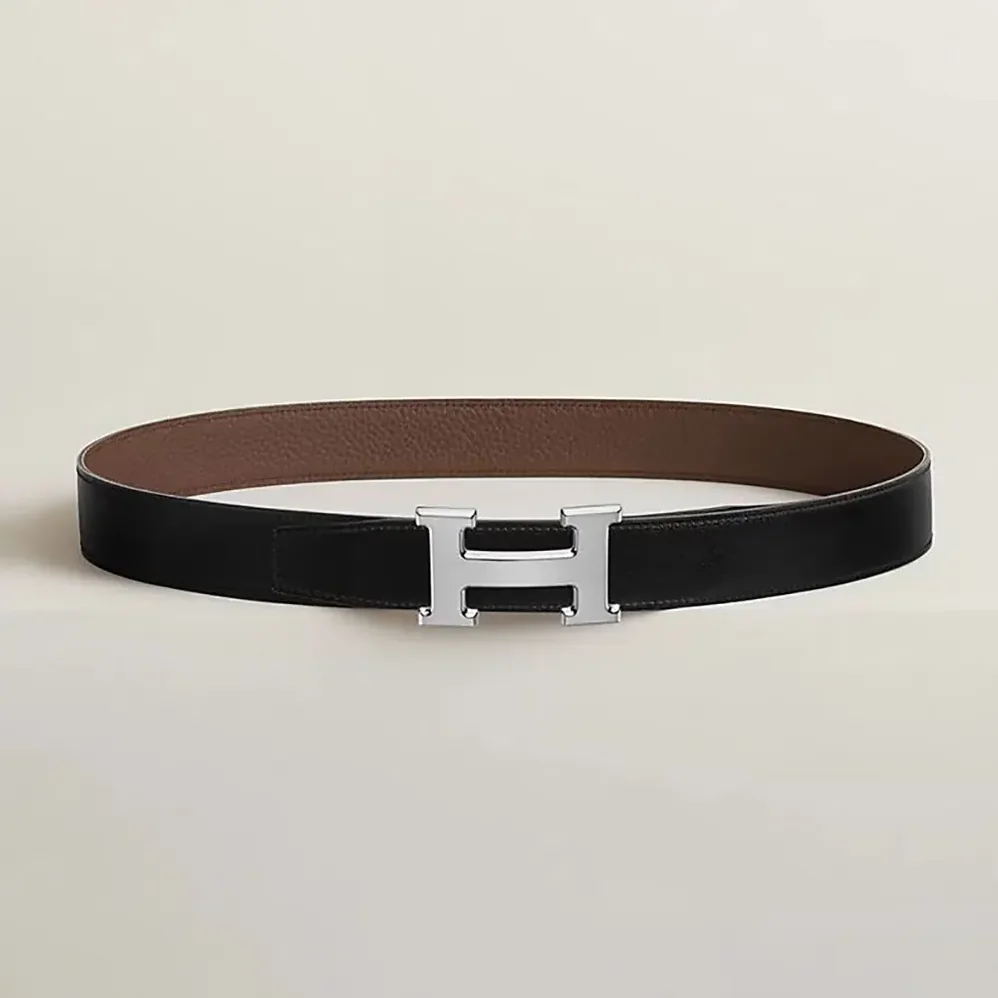 Hermes H Belt Buckle & Reversible Leather Strap 32 mm for Unisex in Black/Silver Hermes H Belt Buckle & Reversible Leather Strap 32 mm for Unisex in Black/Silver