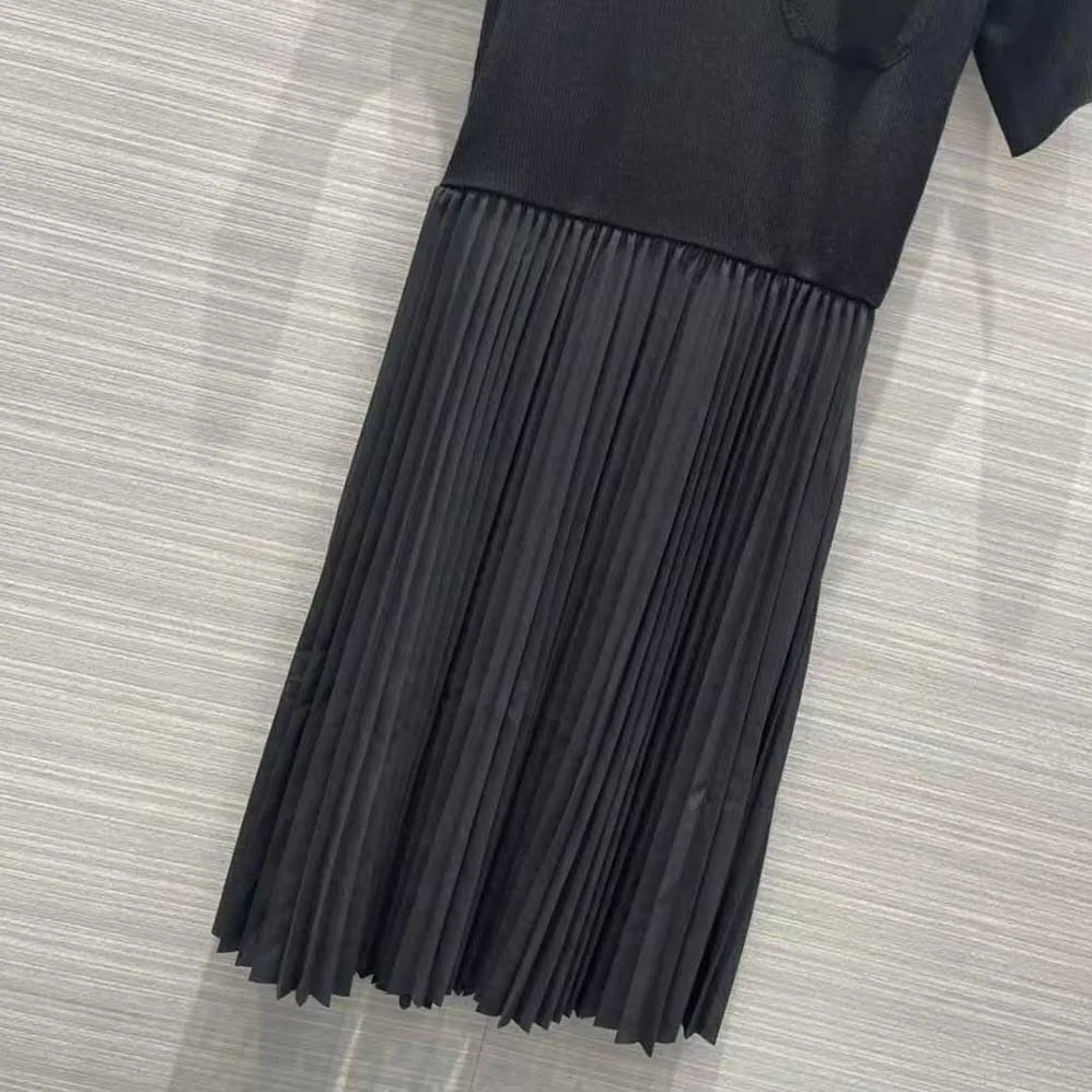 Prada Crepe DE Chine and Knit Dress for Women in Black Prada Crepe DE Chine and Knit Dress for Women in Black