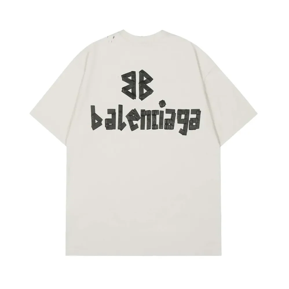 Balenciaga Tape Type Medium Fit T-Shirt in White Vintage Jersey for Women