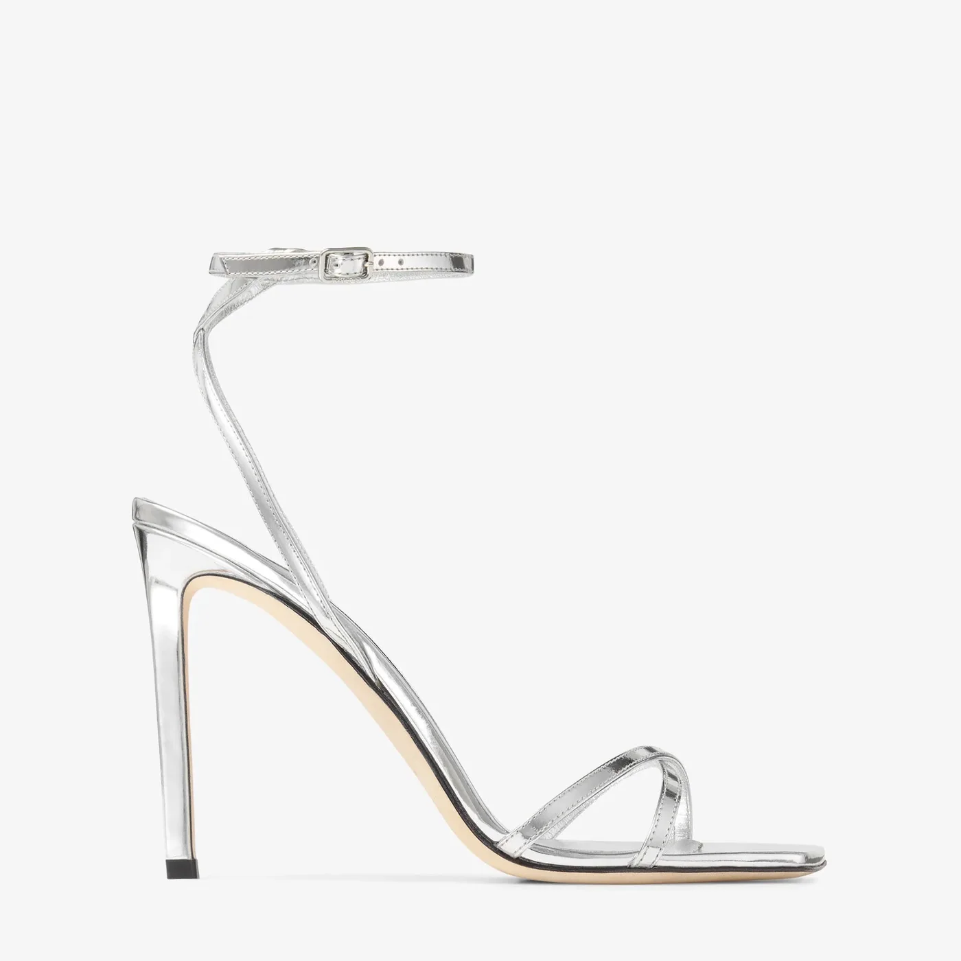 Jimmy Choo Metz 100 Metal Leather Sandal Silver METZ100QUI Jimmy Choo Metz 100 Metal Leather Sandal Silver METZ100QUI