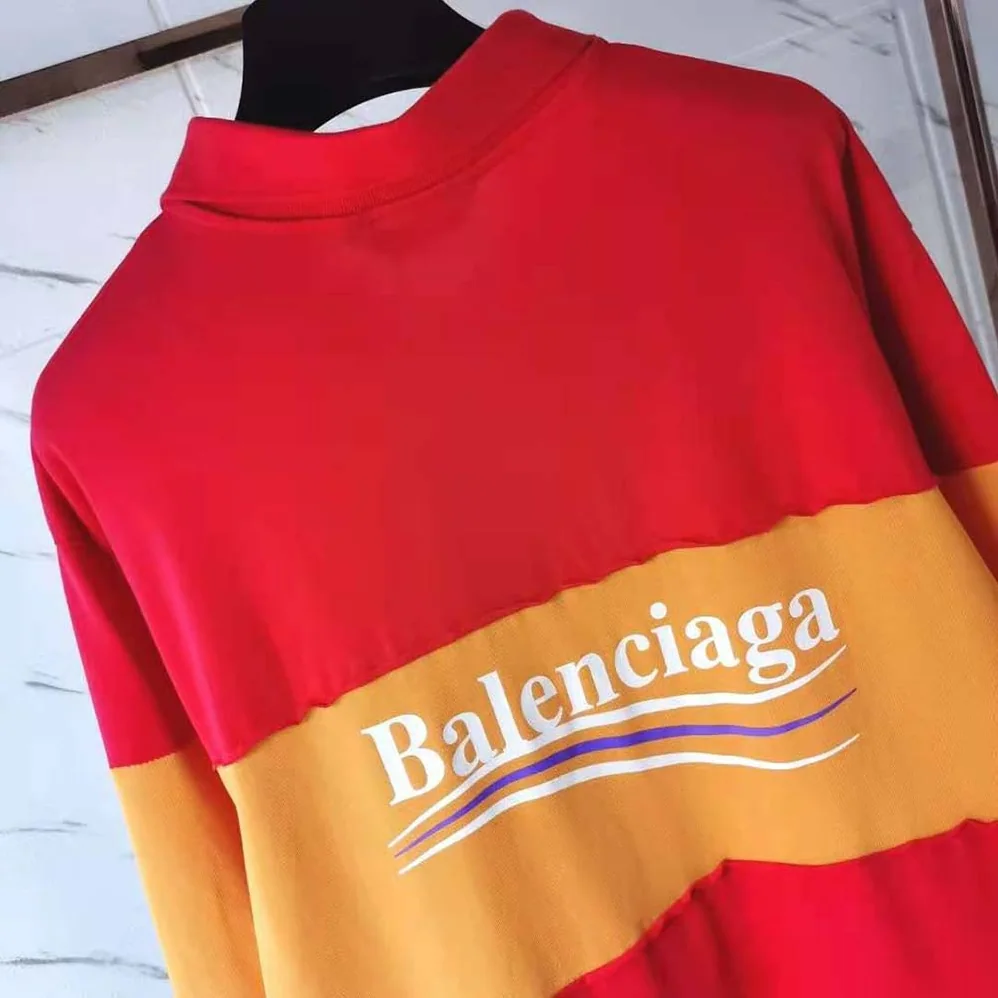 Balenciaga Patchwork Polo in Raspberry for Women in White Balenciaga Patchwork Polo in Raspberry for Women in White
