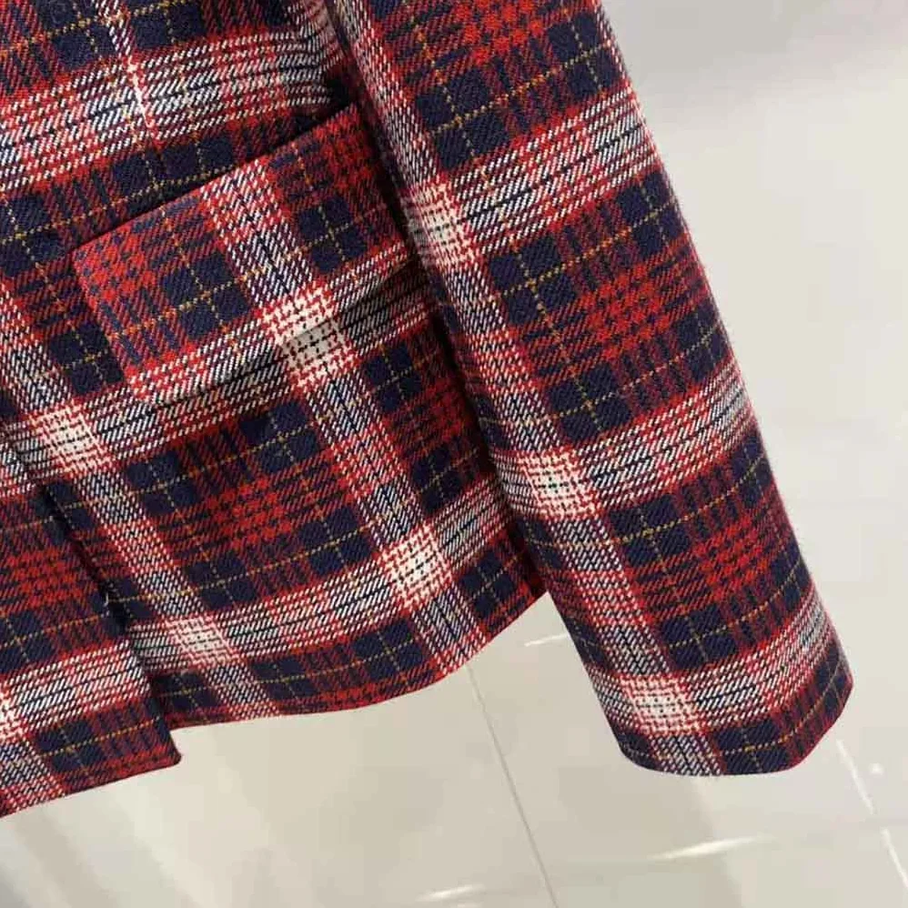Dior Jacket Red Black and White Check n Dior Tartan Wool Twill for Women
