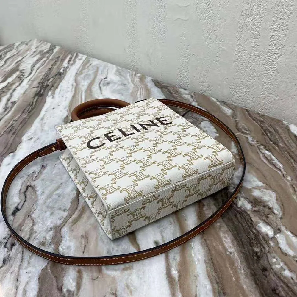 Celine Mini Vertical Cabas in Triomphe Canvas with Celine Print for Women