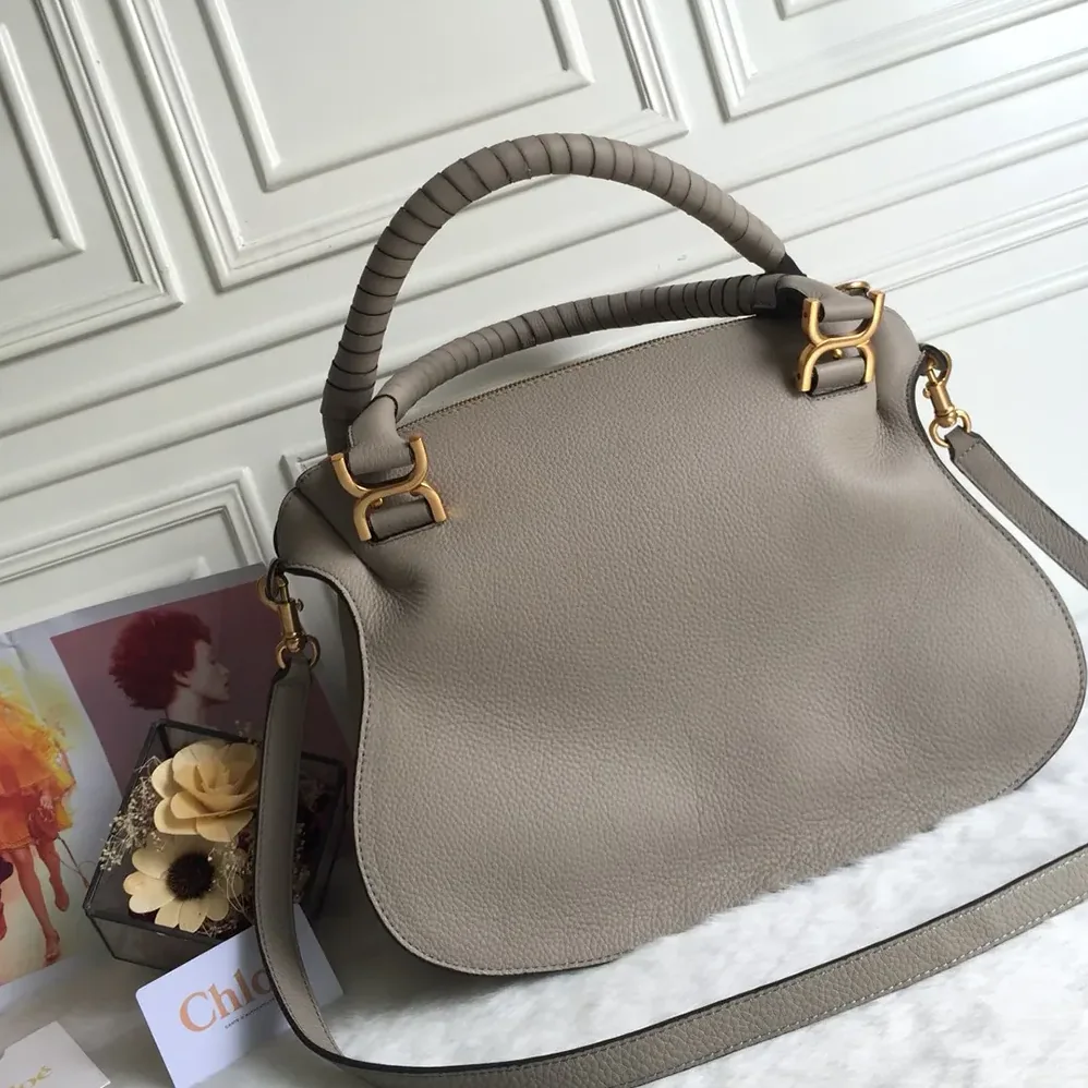Chloe Marcie Bag in Grained Leather for Women in Grey