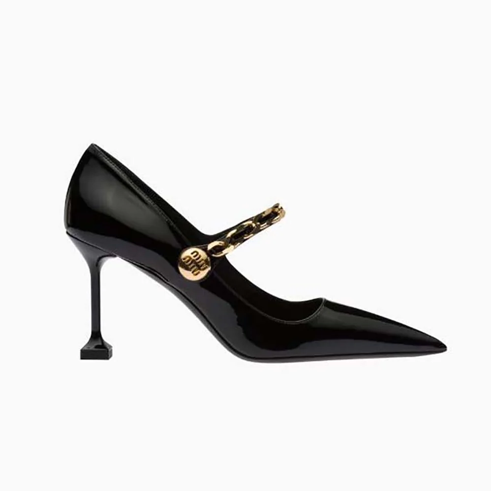 Miu Miu Patent Leather Pumps in 85mm Heel Height for Women in Black Miu Miu Patent Leather Pumps in 85mm Heel Height for Women in Black