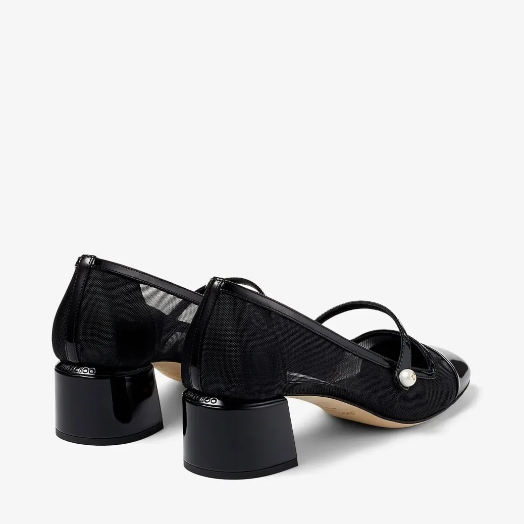 Jimmy Choo Elisa 45 Mesh Pumps Black ELISA45TNX